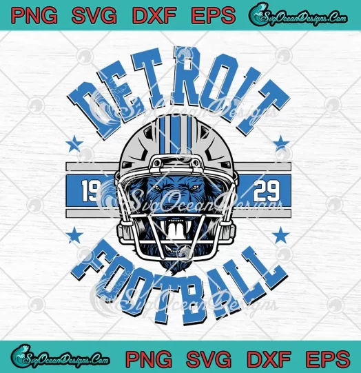 Detroit Football Helmet 1929 SVG - Vintage Detroit Lions SVG PNG, Cricut File