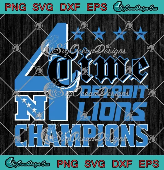 Detroit Lions 4 Time SVG - NFC North Division Champions SVG PNG, Cricut File