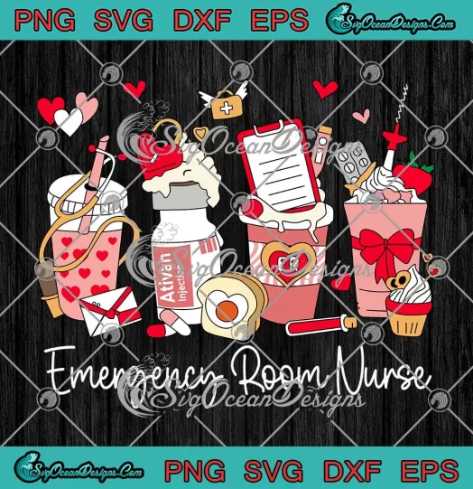 Emergency Room Nurse Coffee SVG - Valentine's Day SVG PNG, Cricut File