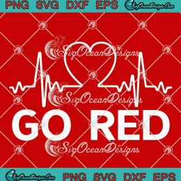 Go Red Heartbeat SVG - Heart Disease Awareness SVG PNG, Cricut File
