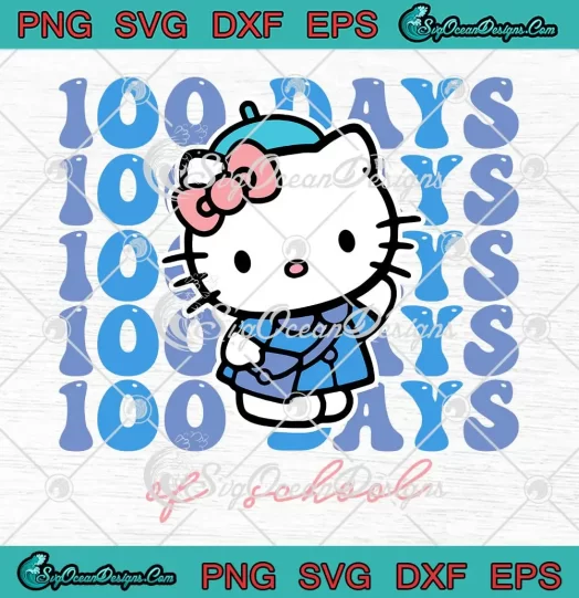 Hello Kitty 100 Days Of School SVG - Teacher Back To School SVG PNG, Cricut File