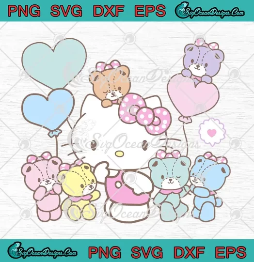 Hello Kitty And Tiny Chums SVG - Cute Valentine Gift SVG PNG, Cricut File