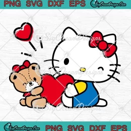 Hello Kitty x Tiny Chum Heart SVG - Cute Valentine Girls Kids Gift SVG PNG, Cricut File