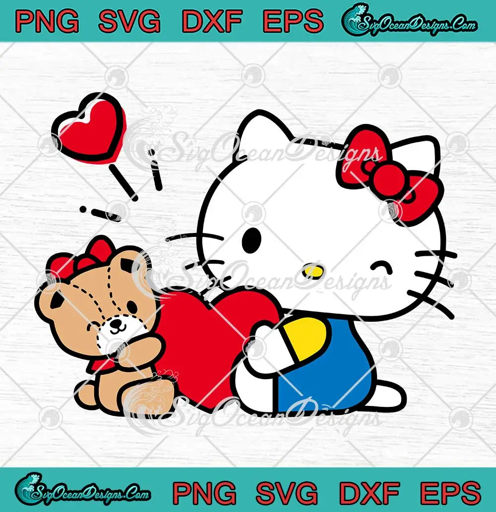 Hello Kitty X Tiny Chum Heart SVG - Cute Valentine Girls Kids Gift SVG ...