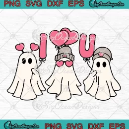 I Love You Ghost Retro SVG - Funny Ghost Valentine's Day SVG PNG, Cricut File