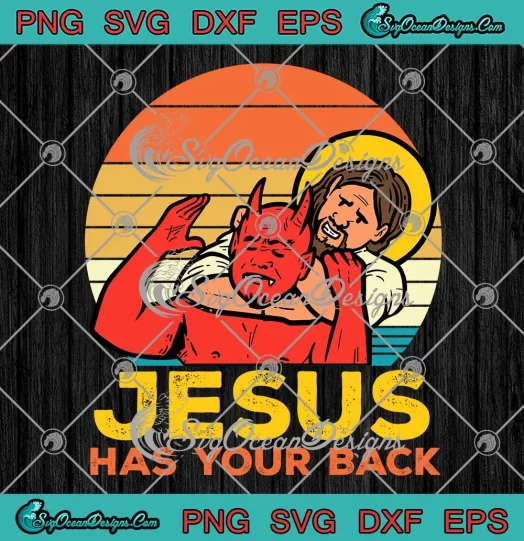 Jesus Has Your Back Vintage SVG - Retro Jiu Jitsu Christian SVG PNG, Cricut File