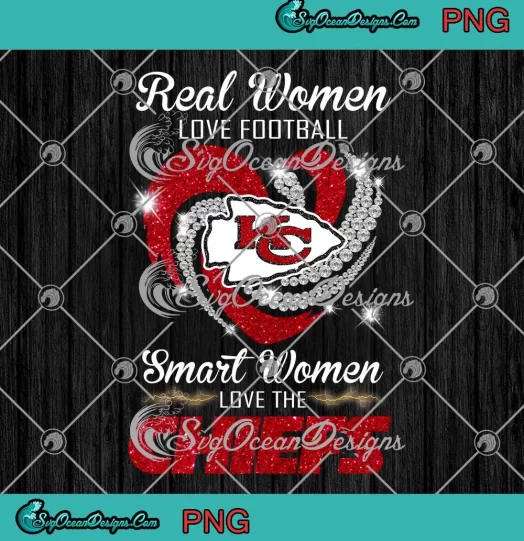 Kansas City Chiefs Heart Diamond PNG - Real Women Love Football PNG JPG Clipart, Digital Download