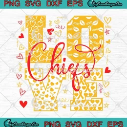 Love Chiefs Football Hearts Retro SVG - Kansas City Chiefs SVG PNG, Cricut File