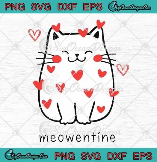 Meowentine Cute Cat Valentine SVG - Happy Valentine's Day SVG PNG, Cricut File