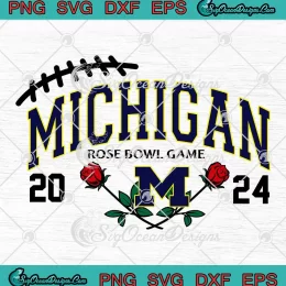 Michigan Rose Bowl Game 2024 SVG - Semi Football Flower SVG PNG, Cricut File
