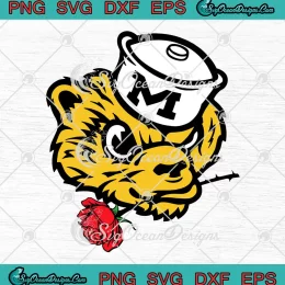 Michigan Wolverines Mascot With Rose SVG - Rose Bowl Game Champions SVG PNG, Cricut File