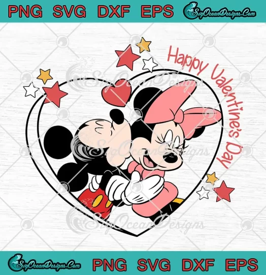 Mickey Minnie Kissing Heart SVG - Happy Valentine's Day SVG - Couple Gift SVG PNG, Cricut File