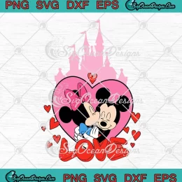 Mickey Minnie Mouse Kiss Love SVG - Disney Valentine's Day SVG PNG, Cricut File