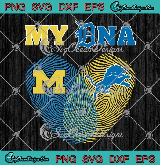 My DNA Heart Football SVG - Michigan Wolverines And Detroit Lions SVG PNG, Cricut File