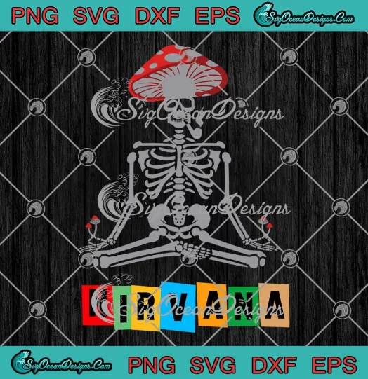 Nirvana Skeleton Yoga Meditation SVG - Funny Skeleton Meditating SVG PNG, Cricut File