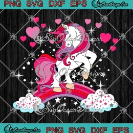 Unicorn Rainbow Valentine's Day SVG - Girls Loves Hearts Valentine SVG PNG, Cricut File