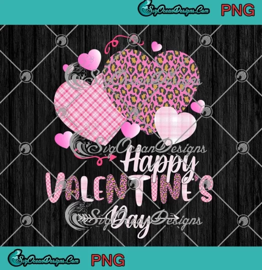 Valentine Plaid Leopard Hearts PNG - Happy Valentine's Day PNG JPG Clipart, Digital Download