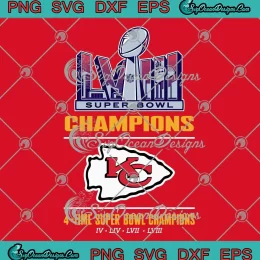 4-Time Super Bowl Champions SVG - KC Chiefs Super Bowl LVIII Champions SVG PNG, Cricut File