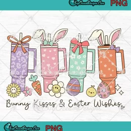 Bunny Kisses And Easter Wishes PNG - Tumbler Easter Day PNG JPG Clipart, Digital Download