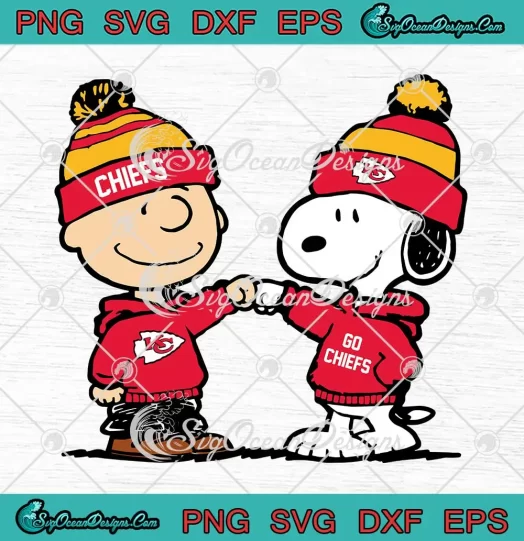 Charlie Brown x Snoopy Go Chiefs SVG - Kansas City Chiefs Football SVG PNG, Cricut File