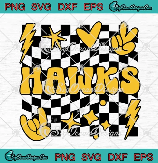 Checkerboard Hawks SVG - NCAA Team 2024 SVG PNG, Cricut File
