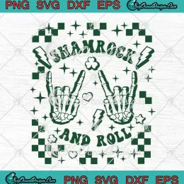Checkered Shamrock And Roll SVG - Skeleton Hands SVG - St. Patrick's Day SVG PNG, Cricut File