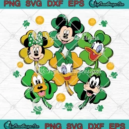 Disney Characters Shamrock SVG - Happy St. Patrick's Day SVG PNG, Cricut File