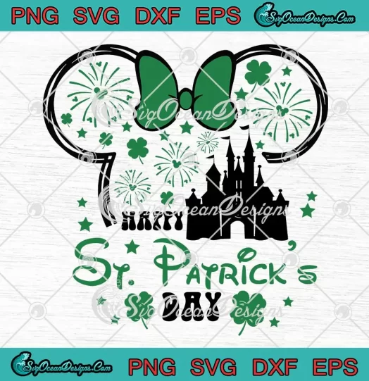 Disney Happy St. Patrick's Day SVG - Minnie Head Castle SVG - Disney Vacation SVG PNG, Cricut File