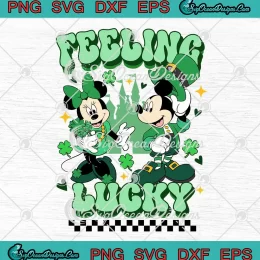 Disney Mickey Minnie Feeling Lucky SVG - Retro St. Patrick's Day SVG PNG, Cricut File