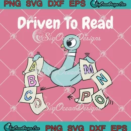 Driven To Read Pigeon SVG - Library Reading Books Reader SVG PNG, Cricut File