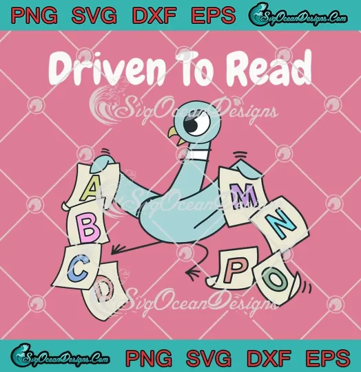 Driven To Read Pigeon SVG - Library Reading Books Reader SVG PNG, Cricut File