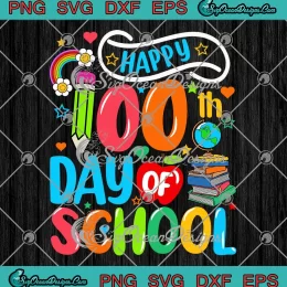 Groovy Happy 100th Day Of School SVG - Cute Kids 100 Days Of School SVG PNG, Cricut File