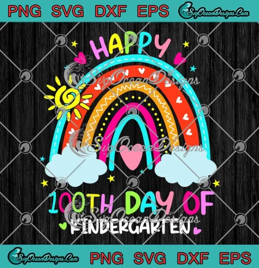 Happy 100th Day Of Kindergarten SVG - Rainbow 100 Days Smarter SVG PNG, Cricut File