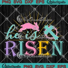 He Is Risen Rabbit Cross SVG - Christian Easter Day SVG PNG, Cricut File