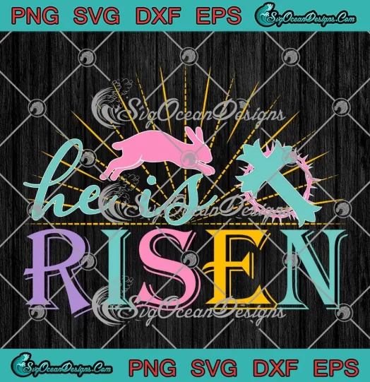 He Is Risen Rabbit Cross SVG - Christian Easter Day SVG PNG, Cricut File