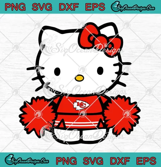 Hello Kitty KC Chiefs Cheerleader SVG - NFL Kansas City Chiefs SVG PNG, Cricut File