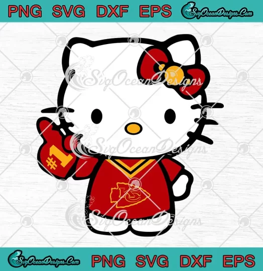 Kansas City Chiefs Hello Kitty #1 SVG - KC Chiefs Number One Football SVG PNG, Cricut File