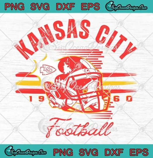 Kansas City Football 1960 Retro SVG - KC Chiefs Helmet Logo SVG PNG, Cricut File
