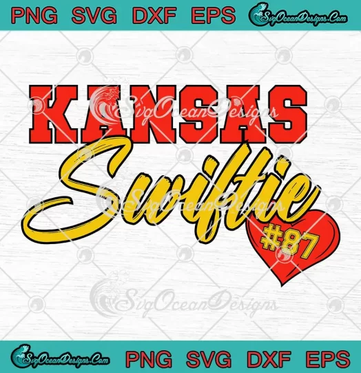Kansas Swiftie 87 Heart SVG - Travis Kelce x Taylor Swift SVG - KC Chiefs SVG PNG, Cricut File