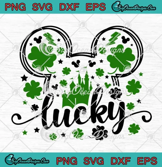 Lucky Mickey Head Disney Castle SVG - Disney St. Patrick's Day SVG PNG, Cricut File