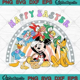 Mickey Friends Happy Easter SVG - Retro Disney Easter Day SVG PNG, Cricut File