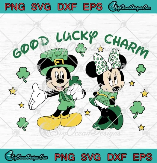 Mickey x Minnie Good Lucky Charm SVG - Disney St. Patrick's Day SVG PNG, Cricut File