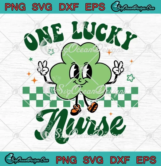 One Lucky Nurse Groovy Retro SVG - Nurse St. Patrick's Day SVG PNG, Cricut File