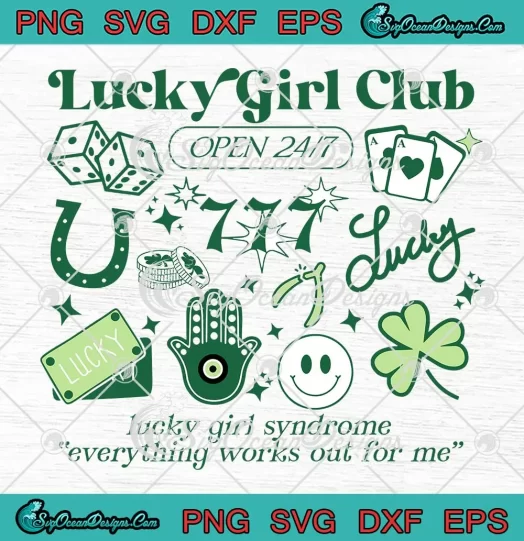 Retro Lucky Girl Club SVG - Lucky Girl Syndrome SVG - St. Patrick's Day SVG PNG, Cricut File