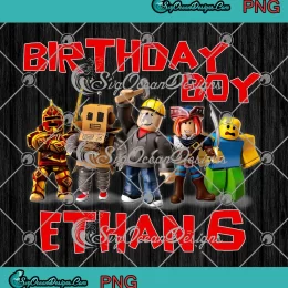 Roblox Game Kids Birthday Boy PNG - Custom Name 6th Birthday PNG JPG Clipart, Digital Download