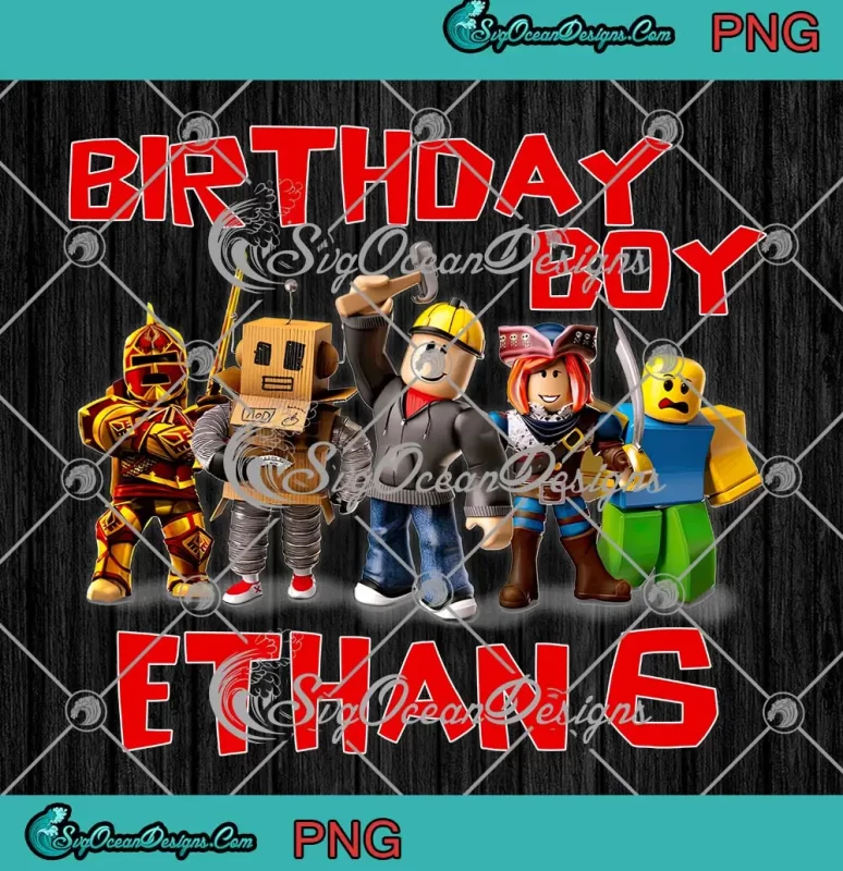 Roblox Game Kids Birthday Boy PNG - Custom Name 6th Birthday PNG JPG ...