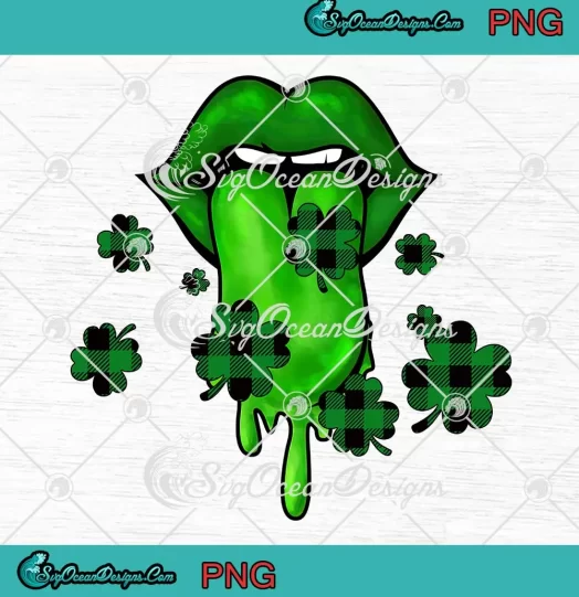 Shamrock Dripping Lips PNG - St. Patrick's Day PNG - Irish Lucky PNG JPG Clipart, Digital Download