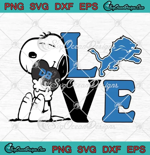 Snoopy Love Detroit Lions SVG - Cute Football Logo SVG PNG, Cricut File