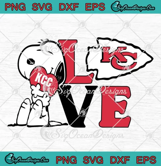 Snoopy Love Kansas City Chiefs SVG - Trendy Kansas Football SVG PNG, Cricut File