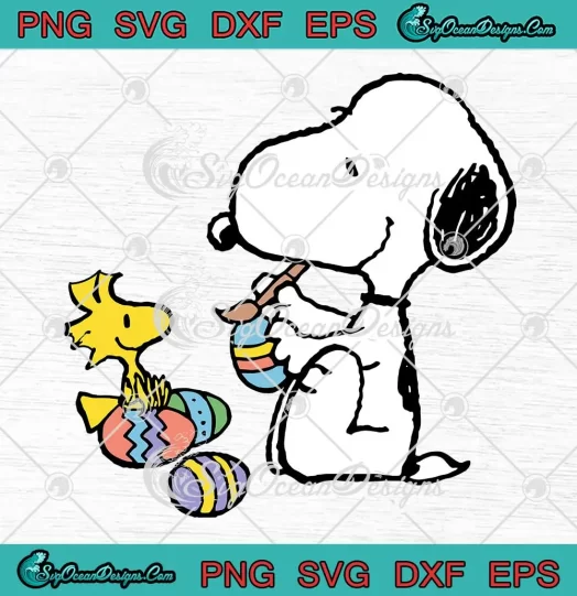 Snoopy Woodstock Painting Eggs SVG - Peanuts Easter Day SVG PNG, Cricut File